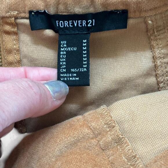 y2k 2000's vtg.‎ forever 21 tan lace up mini velvet skirt small- medium - Picture 5 of 7